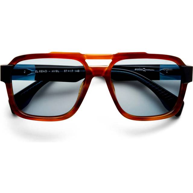 Etnia Barcelona El Reno Polarized HVBL Men's Sunglasses Tortoiseshell Size 57 - Dark Brown Tortoise Blue Laminate (57)