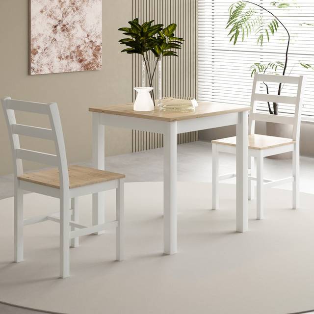 Comfy Living 2 Seater Wooden Dining Set White and Natural