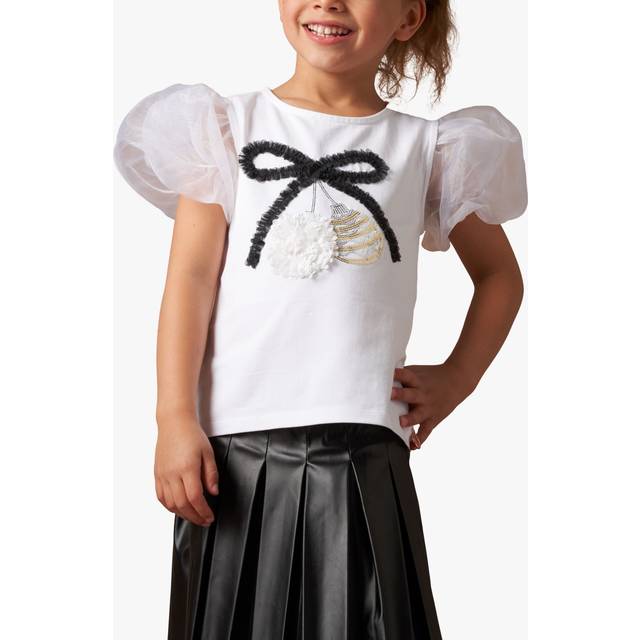Girls Sequin Bauble Christmas Tee | Angel & Rocket / 3-4 yrs - White