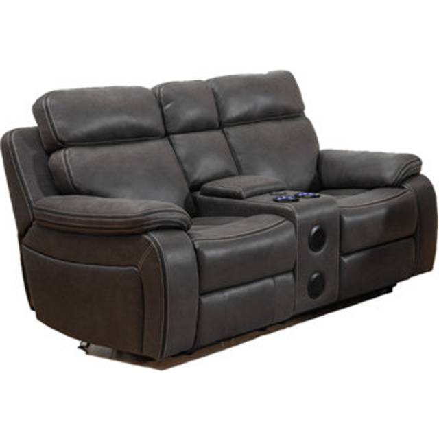 Tokyo Dark Grey Leather Like Electric Power Reclining 2 Seater Sofa - One Size