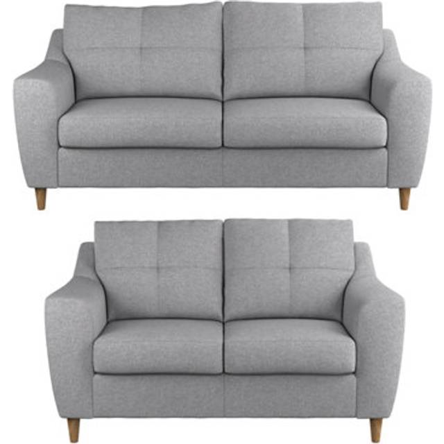 Baxter Tufted Fabric Sofa Suite 3 Seater and 2 Seater Sofa - Charcoal, Silver, Oatmeal or Sage - One Size