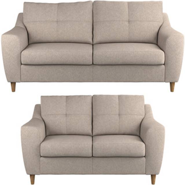 Baxter Tufted Fabric Sofa Suite 3 Seater and 2 Seater Sofa - Charcoal, Silver, Oatmeal or Sage - Beige - One Size