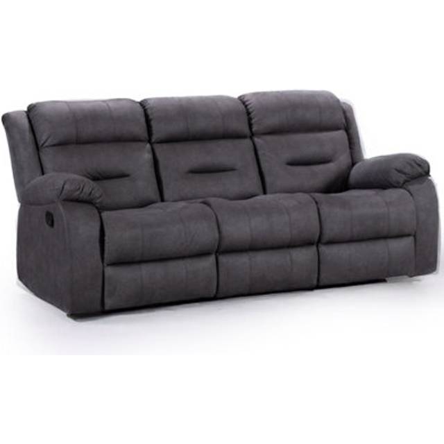 Monty Grey Fabric Manual Reclining 3 Seater Sofa - One Size