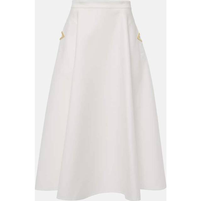 Valentino VGold cotton gabardine midi skirt - white (UK 12)
