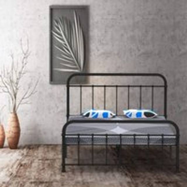 (Single 3ft) Single / Double Metal Bar Bed Frame Solid Slats