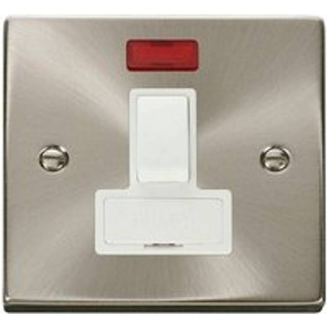 Se Home - Satin / Brushed Chrome 13A Fused Connection Unit Switched With Neon - White Trim