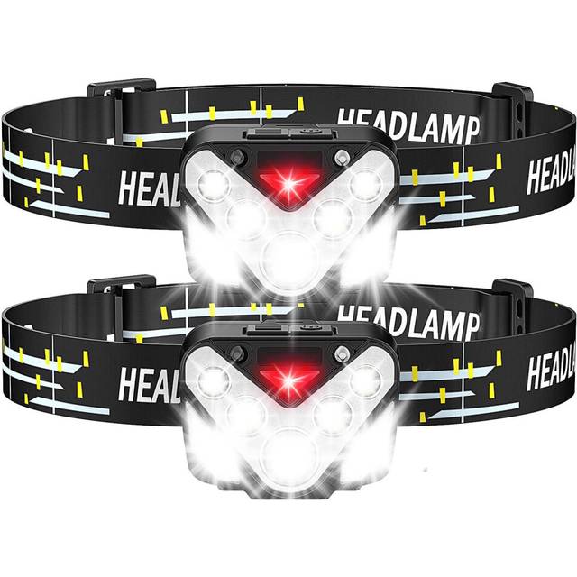 Chronus Headlamp LED [2 Pack], Headlamp Battery Operated Super Bright with 5 Modes, 230 Sensor IPX5 Waterproof Headlamp for Running, Camping,