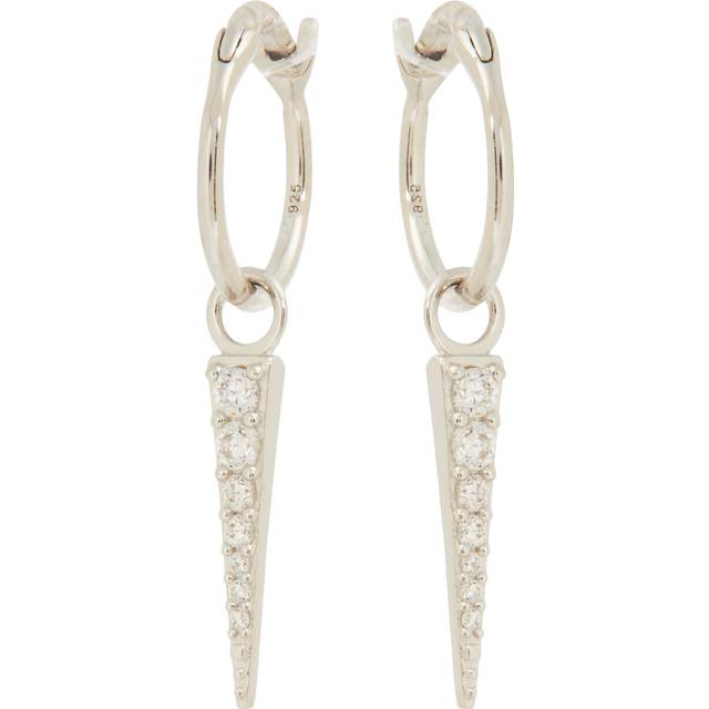 Small Pave Spike Charm Hoop Earrings