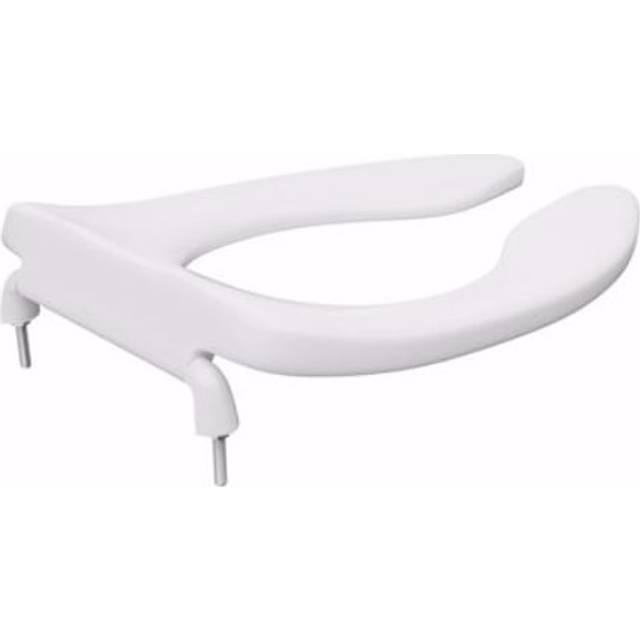 Jones Stephens C108C00 Elongated Heavy Duty Plastic Toilet Seat - Open Front Less Cover & Check Hinges - White