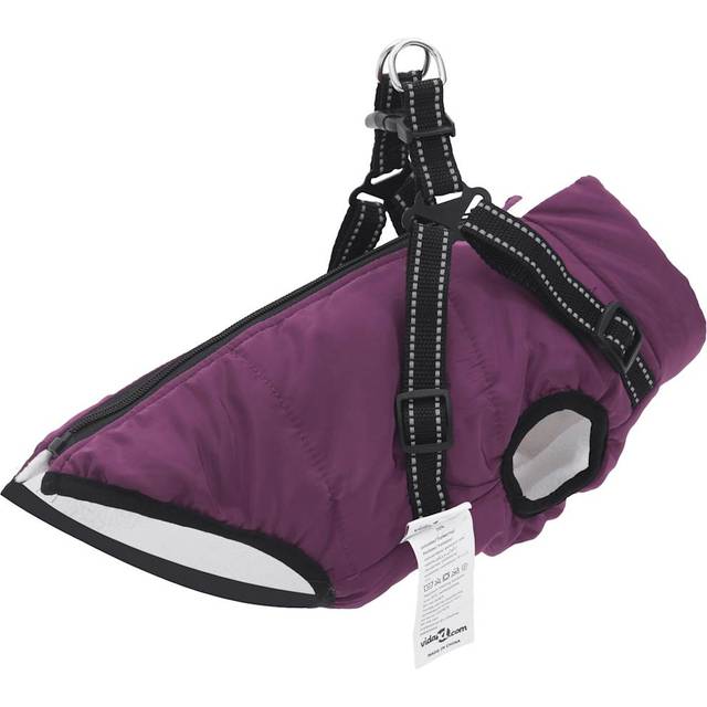 vidaXL Dog Coat with Harness Waterproof Reflective Purple 2XL