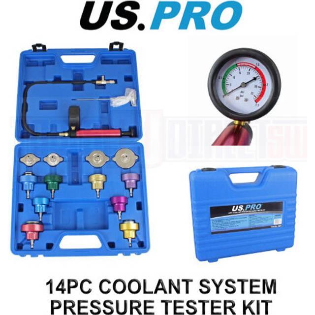 US PRO Tools 14pc Coolant Radiator System Pressure Tester Kit, Refill Kit Purge 5258