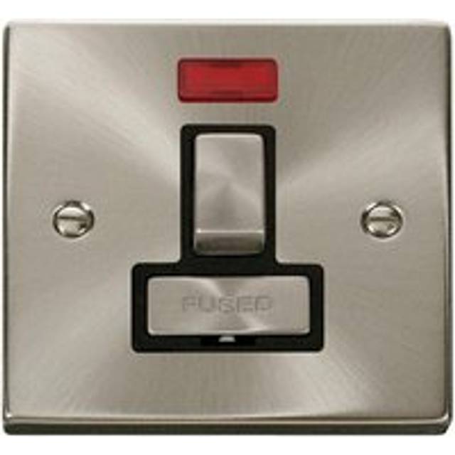 Se Home - Satin / Brushed Chrome 13A Fused Ingot Connection Unit Switched With Neon - Black Trim