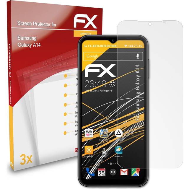 Atfolix 3x screen protection film for samsung galaxy a14 matt&shockproof