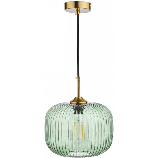Dar Lighting Group DEM0124 Demarius 1 Light Pendant Green Glass Bronze