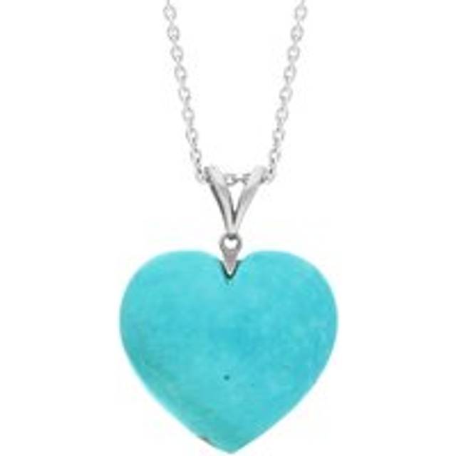 Sterling Silver Turquoise Extra Large Carved Heart Split Bail Necklace - Silver