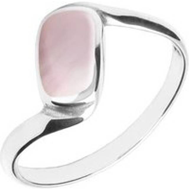 Sterling Silver Pink Mother of Pearl Oblong Twist Ring - Option1 Value Silver