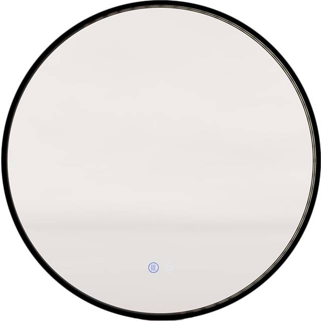 60 CM Round Bathroom Mirror with LED Lights and Anti-Fog Design-Black