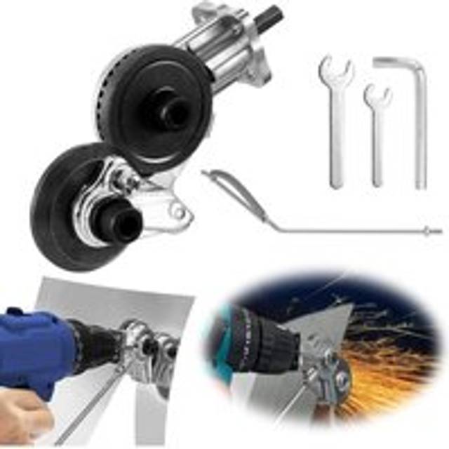 Sheet Nibbler, Electric Drill Plate Cutter, Double Head Sheet Nibbler Cutter for Cutting Iron, Steel, Copper, Aluminum (Suitable for 12V/21V Lithium