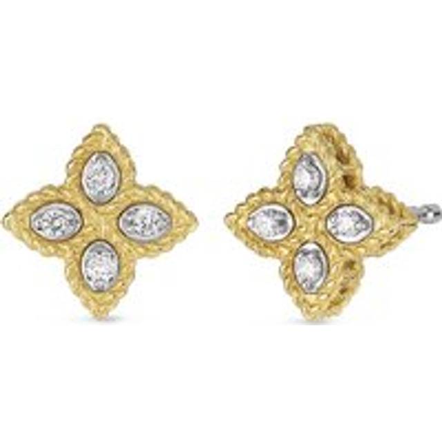 Roberto Coin Princess Flower 18ct Yellow Gold Diamond Stud Earrings
