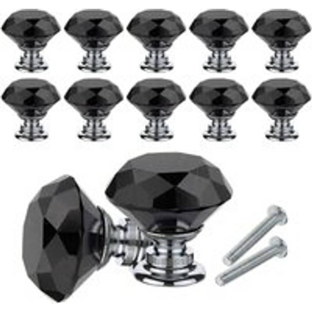 Crystal Cabinet Knobs, 10 Pack Diamond Crystal Knob Handles 30mm Cabinet Drawer Cupboard Door Knob with Screws for Home, Office, Dresser, Kitchen and