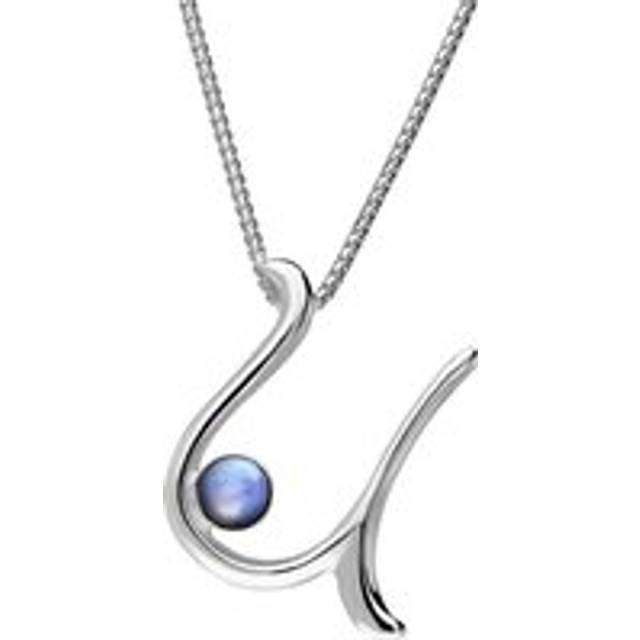 Sterling Silver Moonstone Love Letters Initial U Necklace - Option1 Value Silver