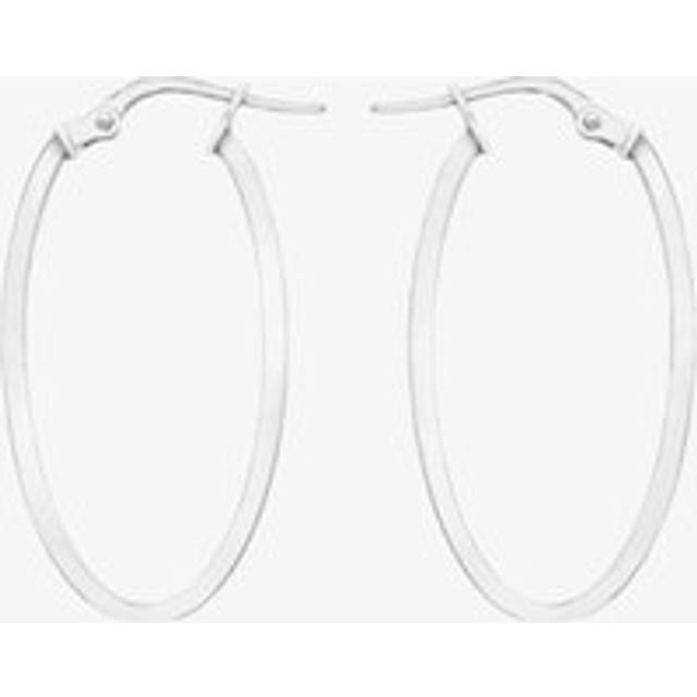 9ct White Gold Oval Creole Hoop Earrings 5.53.3479 - Silver