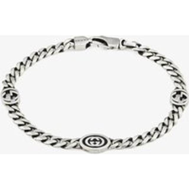 Gucci Interlocking Sterling Silver & Black Enamel Bracelet YBA678660001017 - Two Colour