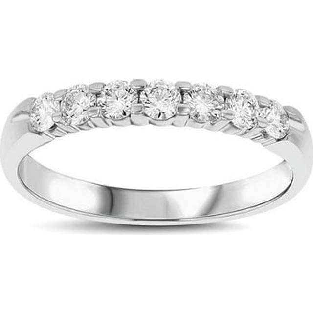 0.50 CTTW 7 Stone Round Diamonds Shared Prong Anniversary or Wedding Band 14K Gold Bridal Ring H-J SI - Size 9