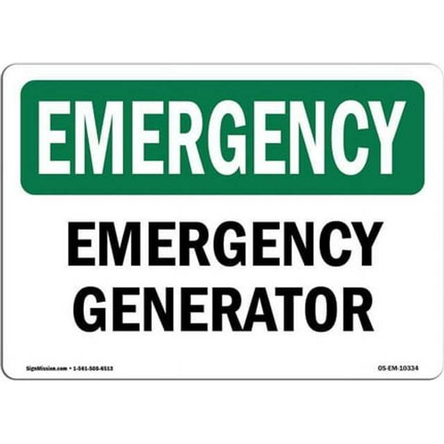 SignMission OS-EM-D-1014-L-10334 OSHA Emergency Sign - Generator