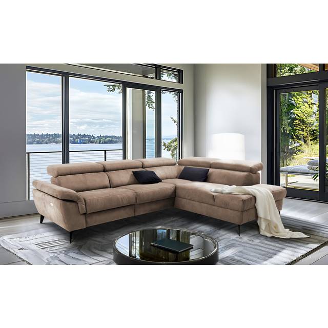 Mirano Imitating Leather Fabric Electric Reclining Corner Sectional - Brown (97cm H X 265cm W X 210cm D)