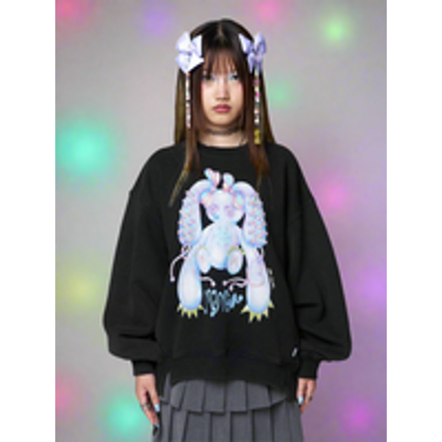 Minga London x Ema Gaspar Bunny Graphic Sweatshirt Colour: Black Size: S