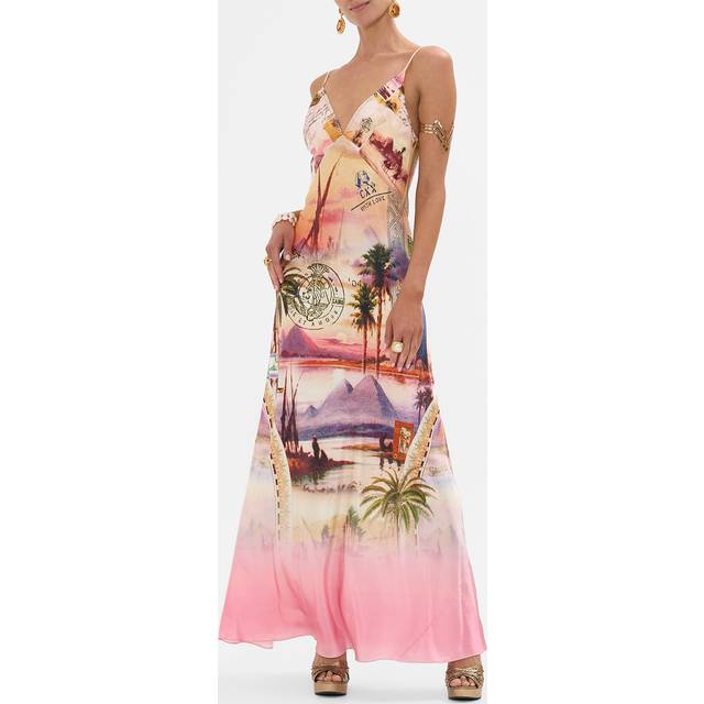 V Neck Full Length Bias Slip Dress Millas Got Mail, XS