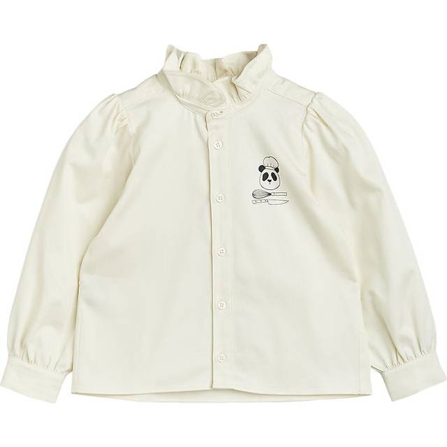 Mini Rodini Skjorta - Kock Panda - Vit - Mini Rodini - 4-5 år (104-110) - Skjorta