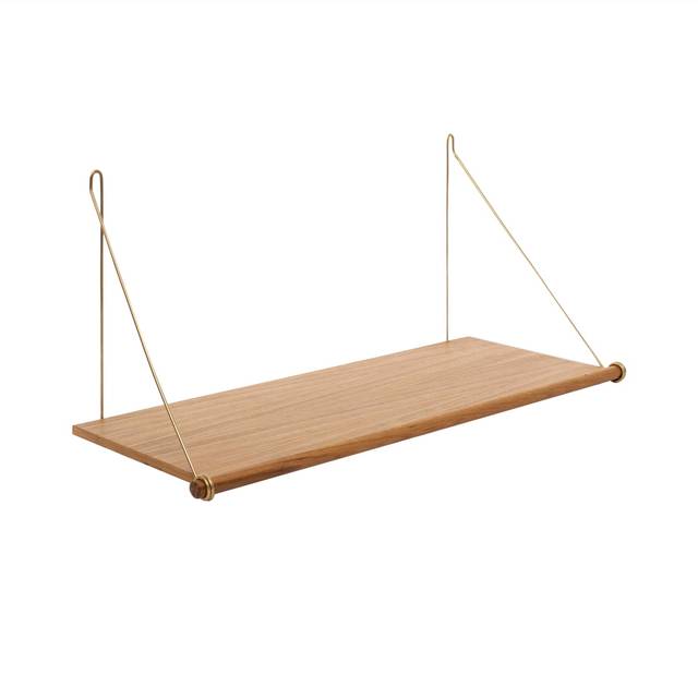 WeDoWood - Loop Shelf - Hylla - Oak and Brass - B72 x D26 x H31 cm