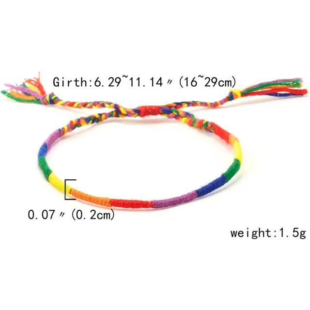 (BR21Y0075-7) Womens Girls Boy Ladies Rainbow Love Pride Woven Wristband Bracelet