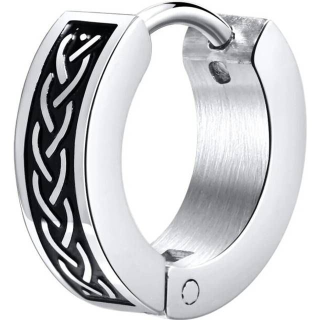 (1 Pc  EH496S021) Retro Celtic Knot Earrings Mens Anti Allergy Hoop Huggie Earrings