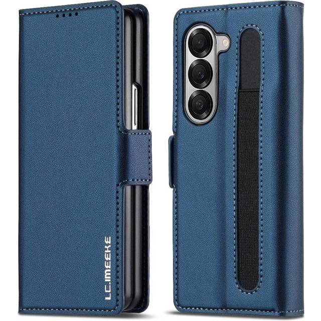 (Blue) Flip Case for Samsung Galaxy Z Fold 6 5g Thin Pu Leather Kickstand Card Holder Magnetic Wallet