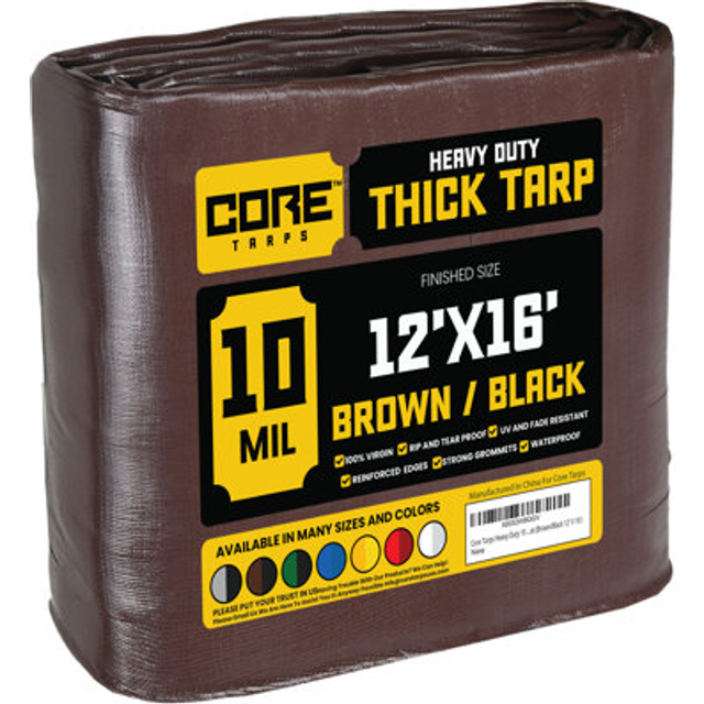 Core Tarps Heavy Duty 10 Mil Tarp Cover  Waterproof  UV Resistant  Rip and Tear Proof  Poly Tarpaulin with Reinforced Edges for Roof  Camping  Patio