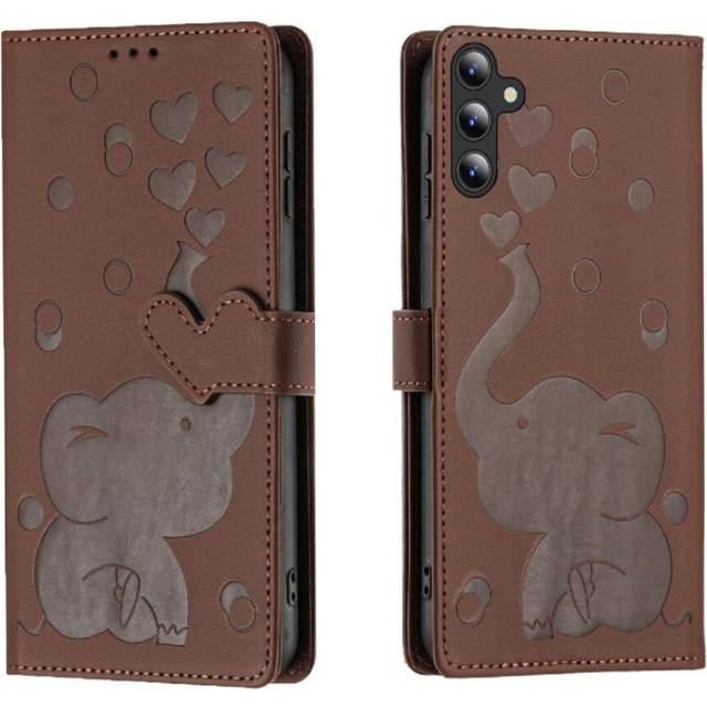 (Brown) Flip Case for Samsung Galaxy A14 4g/5g Premium Leather Three Card Slots Kickstand