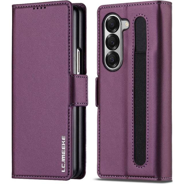 (Purple) Flip Case for Samsung Galaxy Z Fold 6 5g Thin Pu Leather Kickstand Card Holder Magnetic Wallet