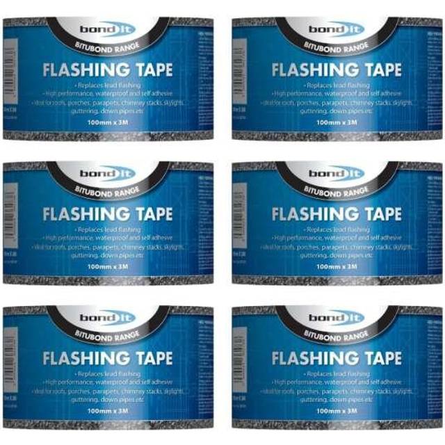 Bond-It Flashing Tape,Peel & Seal self-Adhesive Flashing Tape 100mm x 3Metres         BDF009 (Pack of 6)