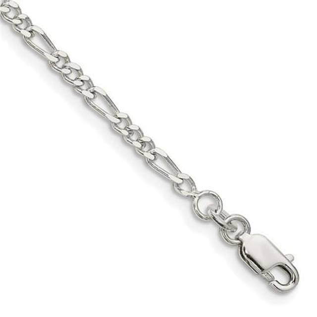 Sterling Silver 2.5 mm Figaro Chain 6 in. Bracelet
