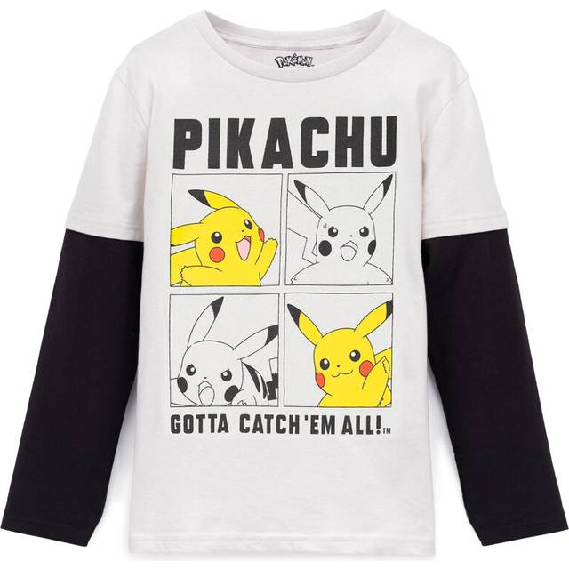 (4-5 Years) Pokemon T-Shirt Boys Kids Skater Clothes Grey Pikachu Game Top