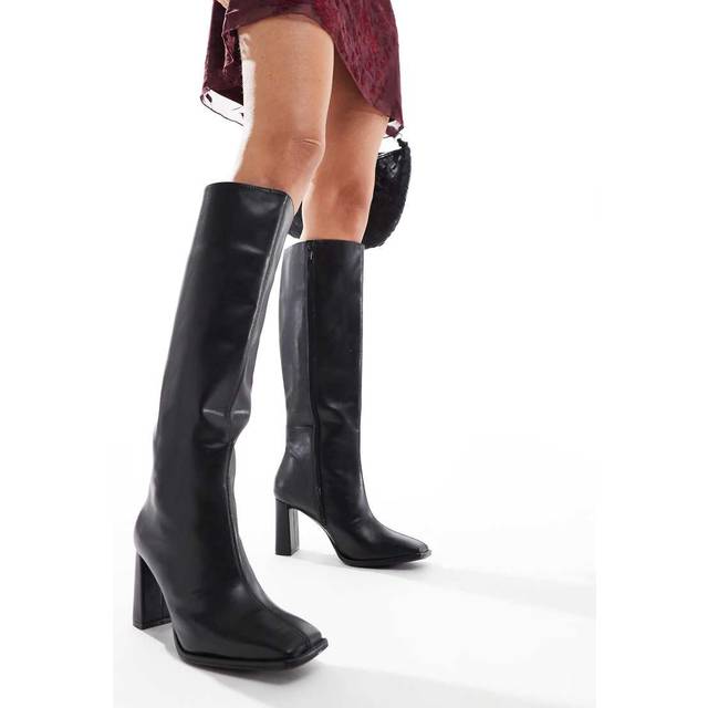 Pull&Bear – Svart boots med hög klack-Svart/a