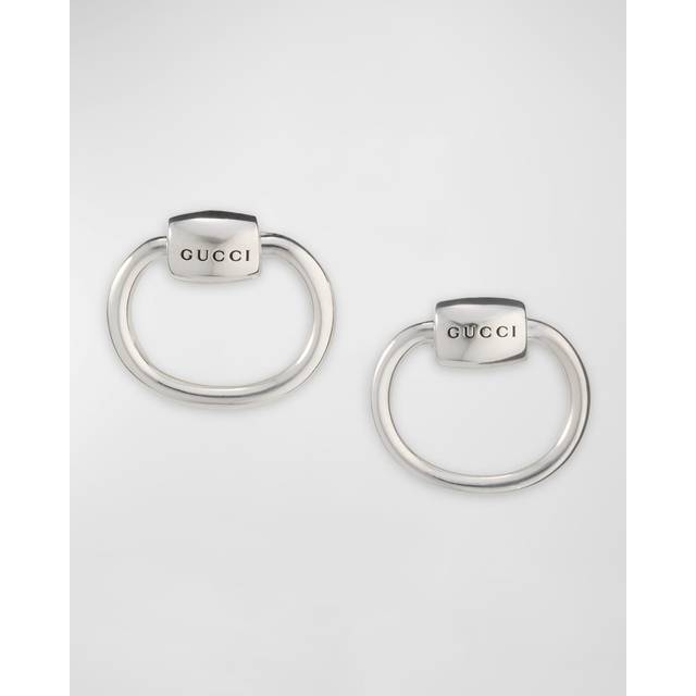 Gucci Womens Silver Horsebit Logo-engraved Sterling-silver Stud Earrings 1 Size - SILVER