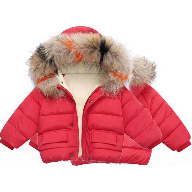(Red, 1-2 Years) Baby Kids Girls Coat Jacket Padded Puffer Warm NEW