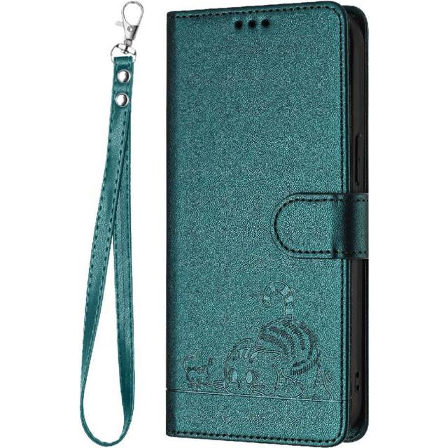 (Bottle green ) Case for Samsung Galaxy A55 5g Cat Rfid Card Slot Holder Kickstand Wallet Flip Cover