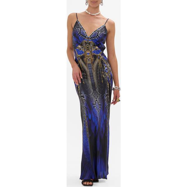 V Neck Full Length Bias Slip Dress Other Side of the Oasis, L