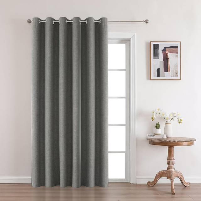 Joydeco Blackout Room Divider Curtains  Grey Extra Wide Sliding Door Curtains Living Room Curtains  1 Panel 70x90 Inch Patio Door Curtains for Room Pr