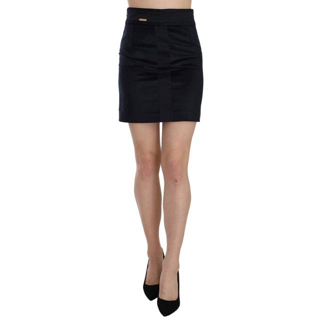 GF Ferre Cotton Blend High Waist A-line Mini Skirt - IT42|M - Blue (IT42|M)